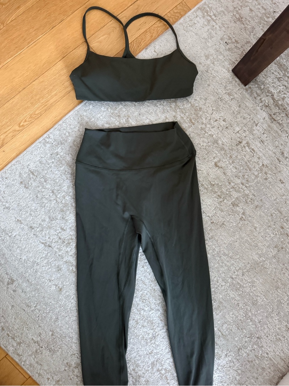 Garage High-Waist Olive Green Leggings with Matching Sports Bra